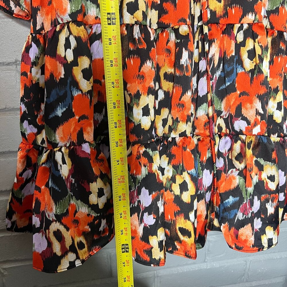Entro Ruffle Multicolor Floral Mini Dress Size Large - Picture 16 of 16